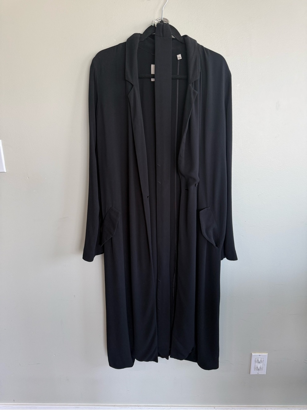 Aritzia Wilfred Black Long Duster Jacket with Belt
